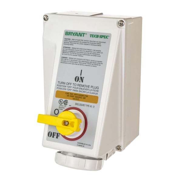 IEC Pin and Sleeve Device, Female Mechanically Interlocked Receptacle, 30A 125/250V AC